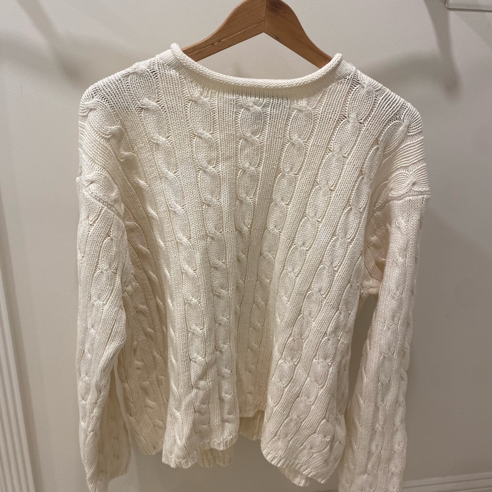 Polo by Ralph Lauren Cream Cable Knit Sweater Crewneck 100% Pima Cotton Size XXL